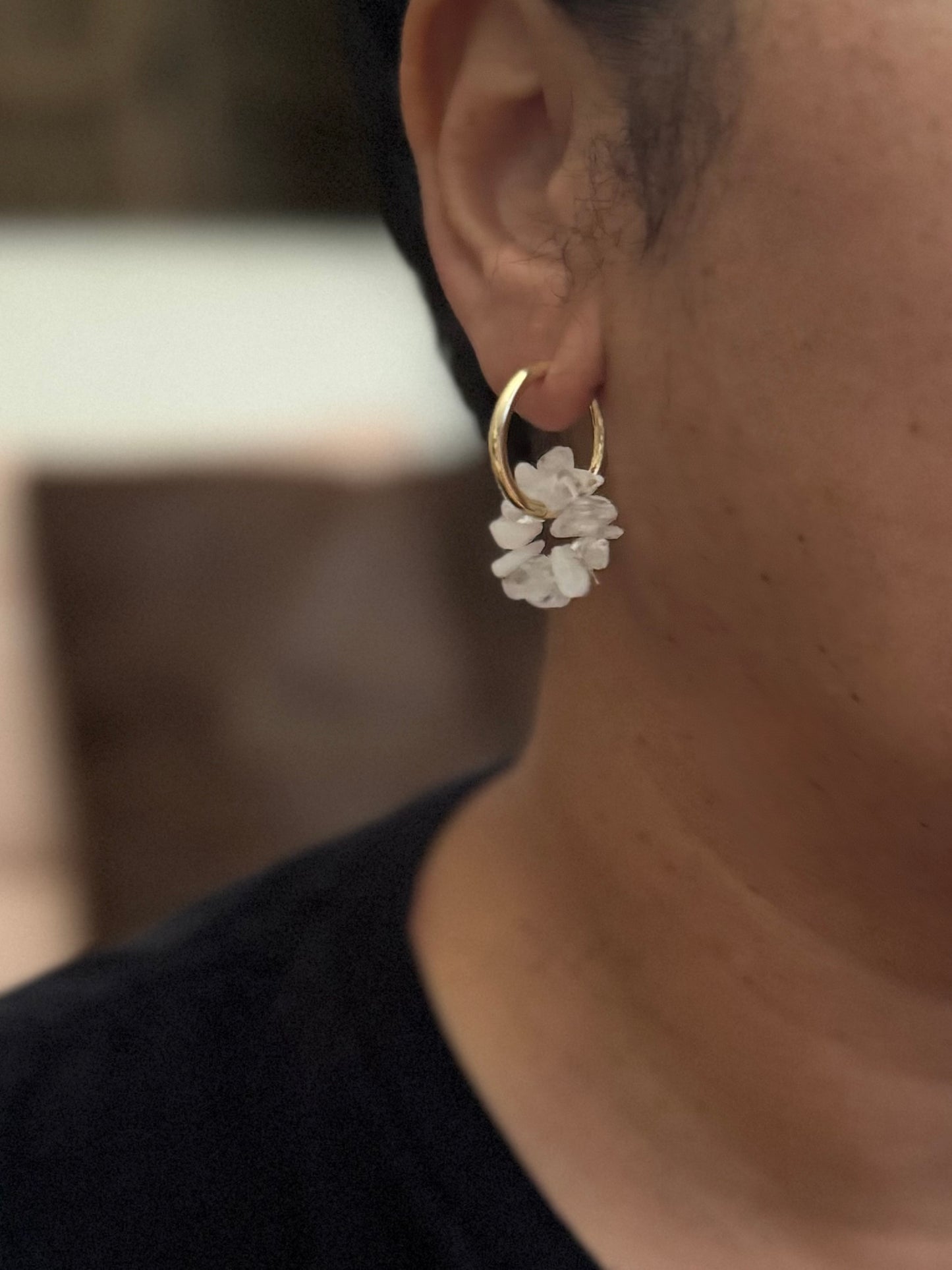 Quartz Charm Hoops