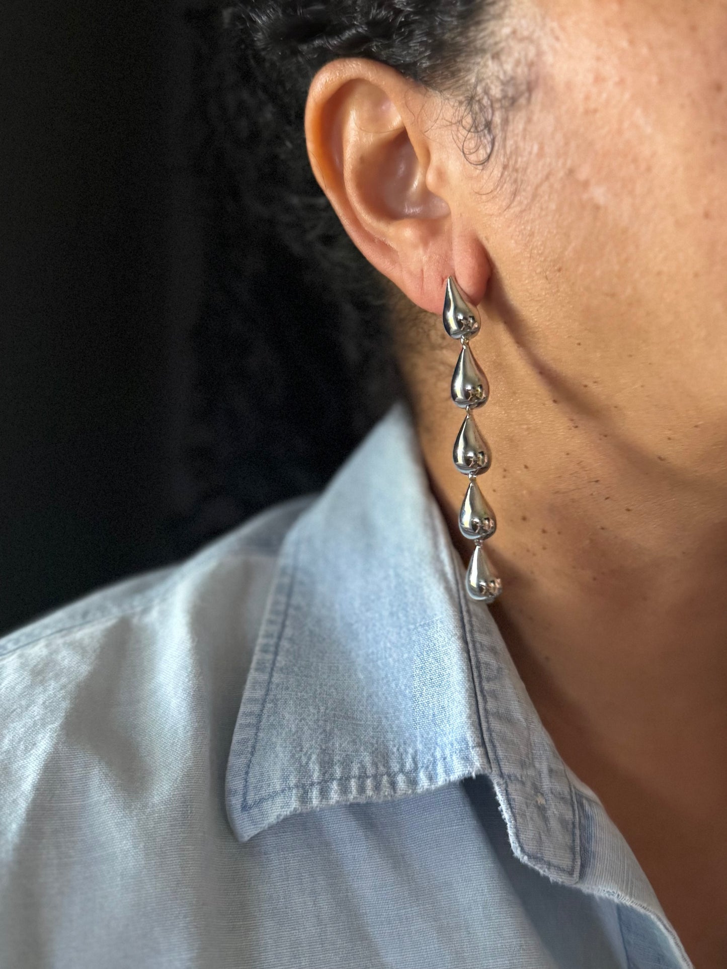 Silver teardrops