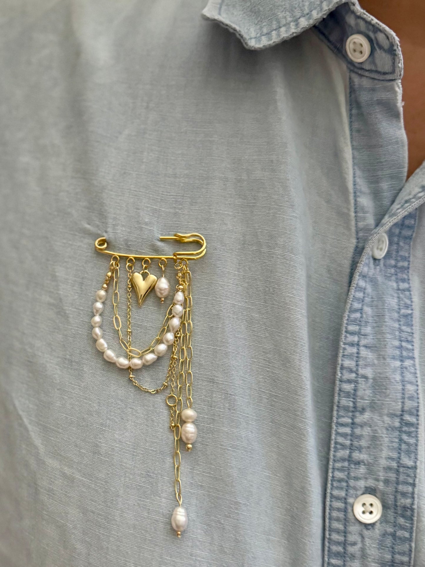 Pearl Heartfall Brooch