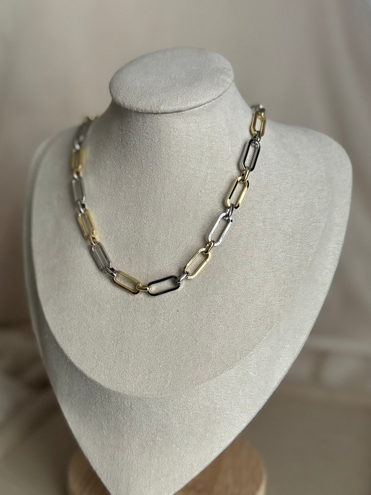 Two-tone link necklace