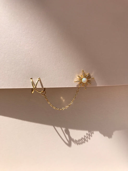 Opal star ear cuff