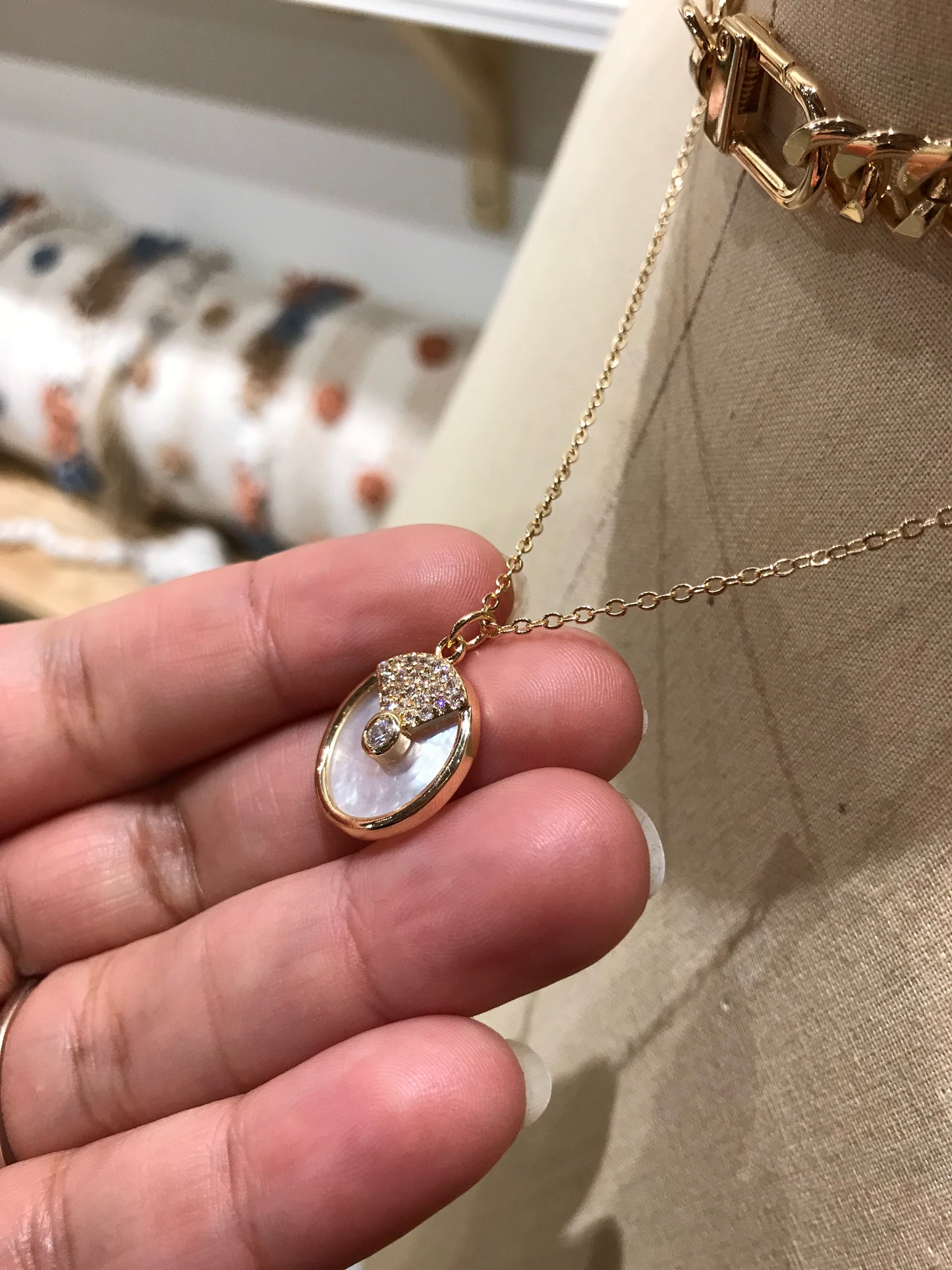 Mother Of Pearl Dial Necklace