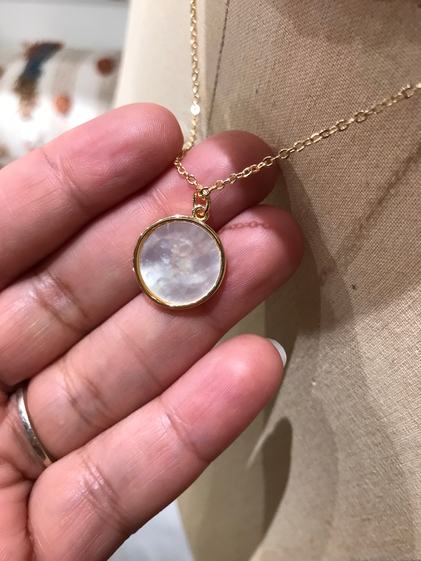 Mother Of Pearl Dial Necklace