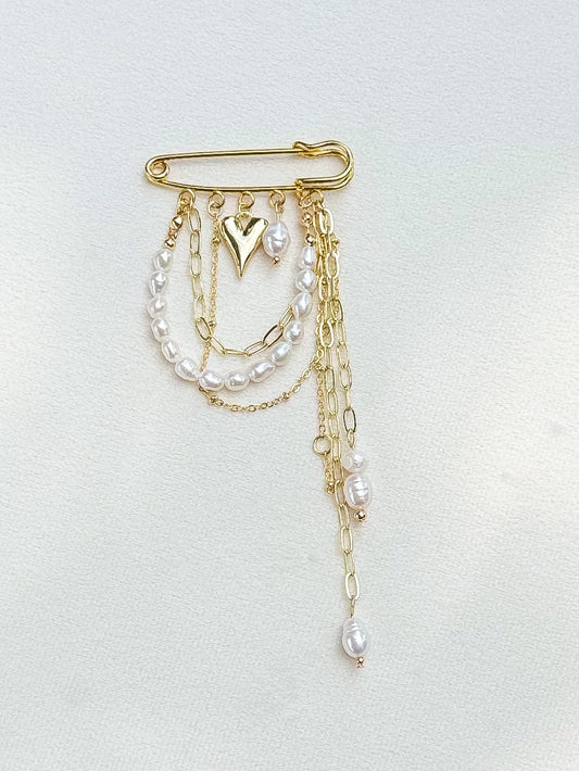 Pearl Heartfall Brooch