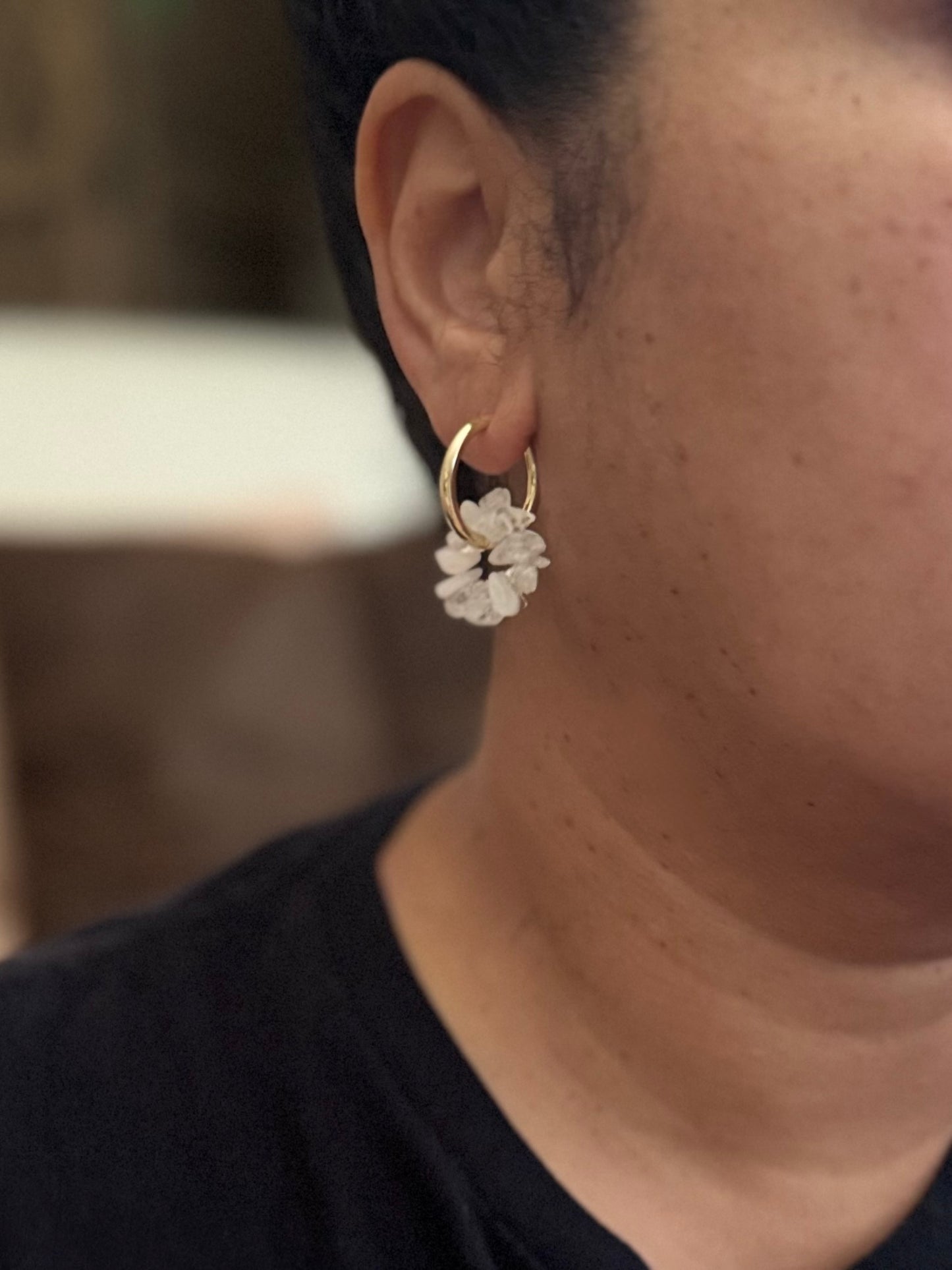 Quartz Charm Hoops