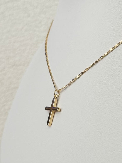 Mini gold cross necklace