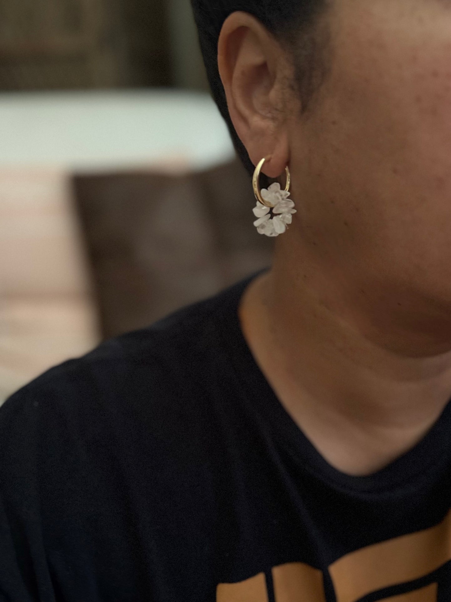 Quartz Charm Hoops