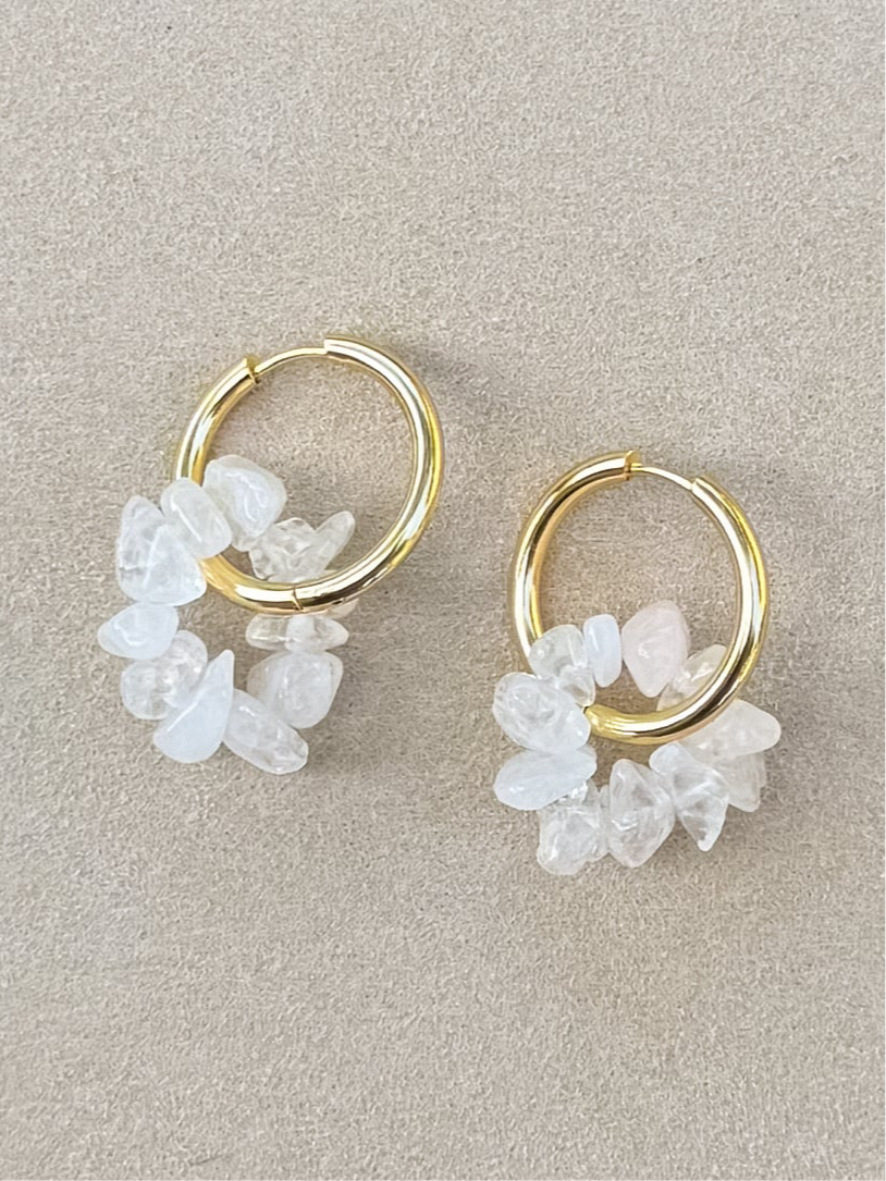 Quartz Charm Hoops