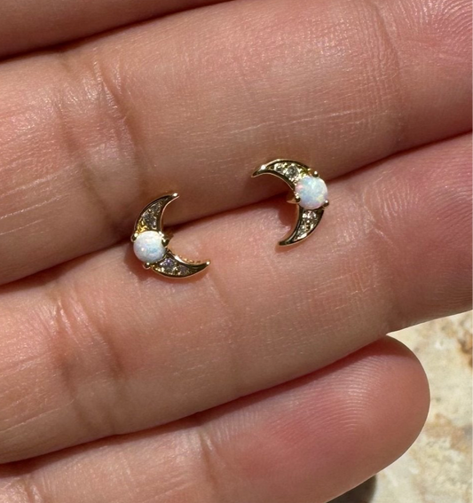 Crescent Opal Studs