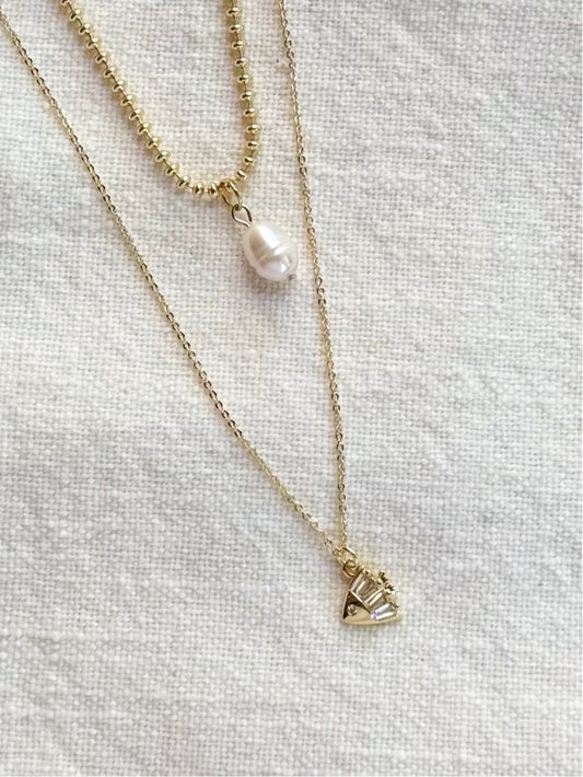 Double layer fish crystal necklace