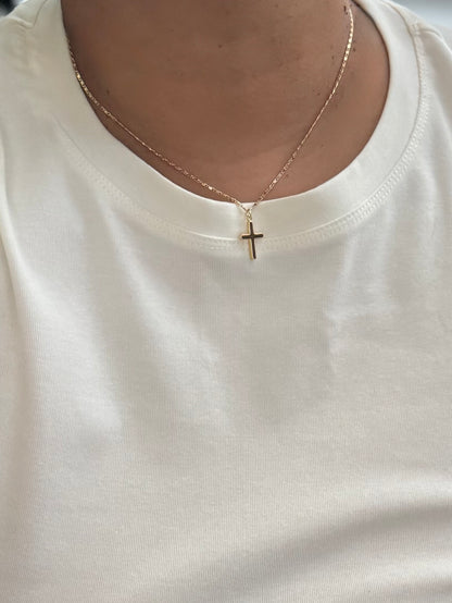 Mini gold cross necklace