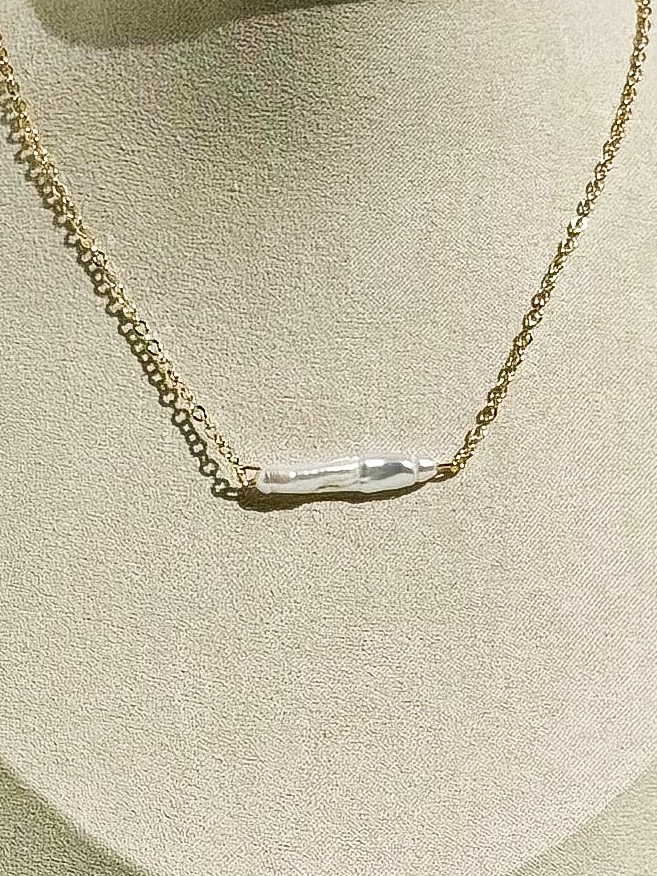 Fresh water pearl bar necklace
