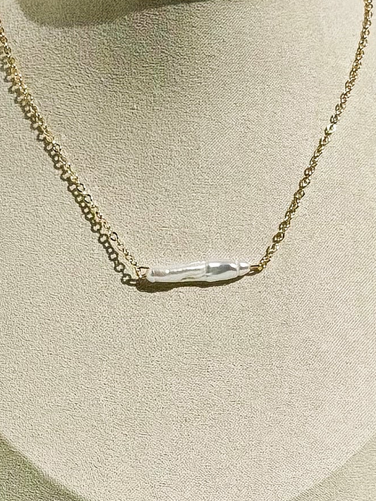 Fresh water pearl bar necklace