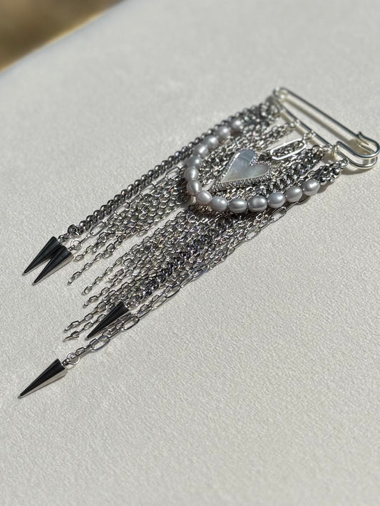 Silver Heartfall Brooch