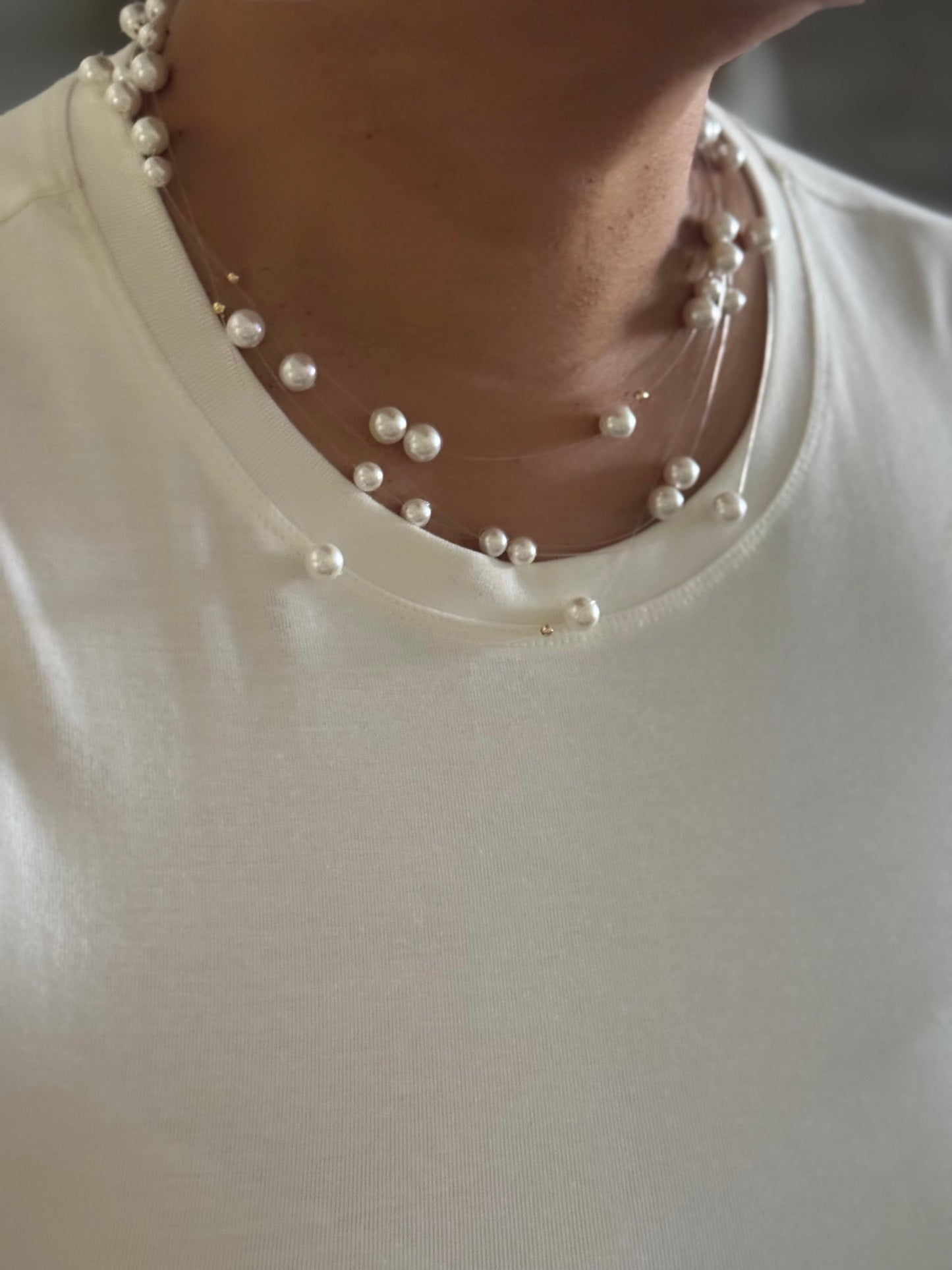 Floating pearl Illusion necklace