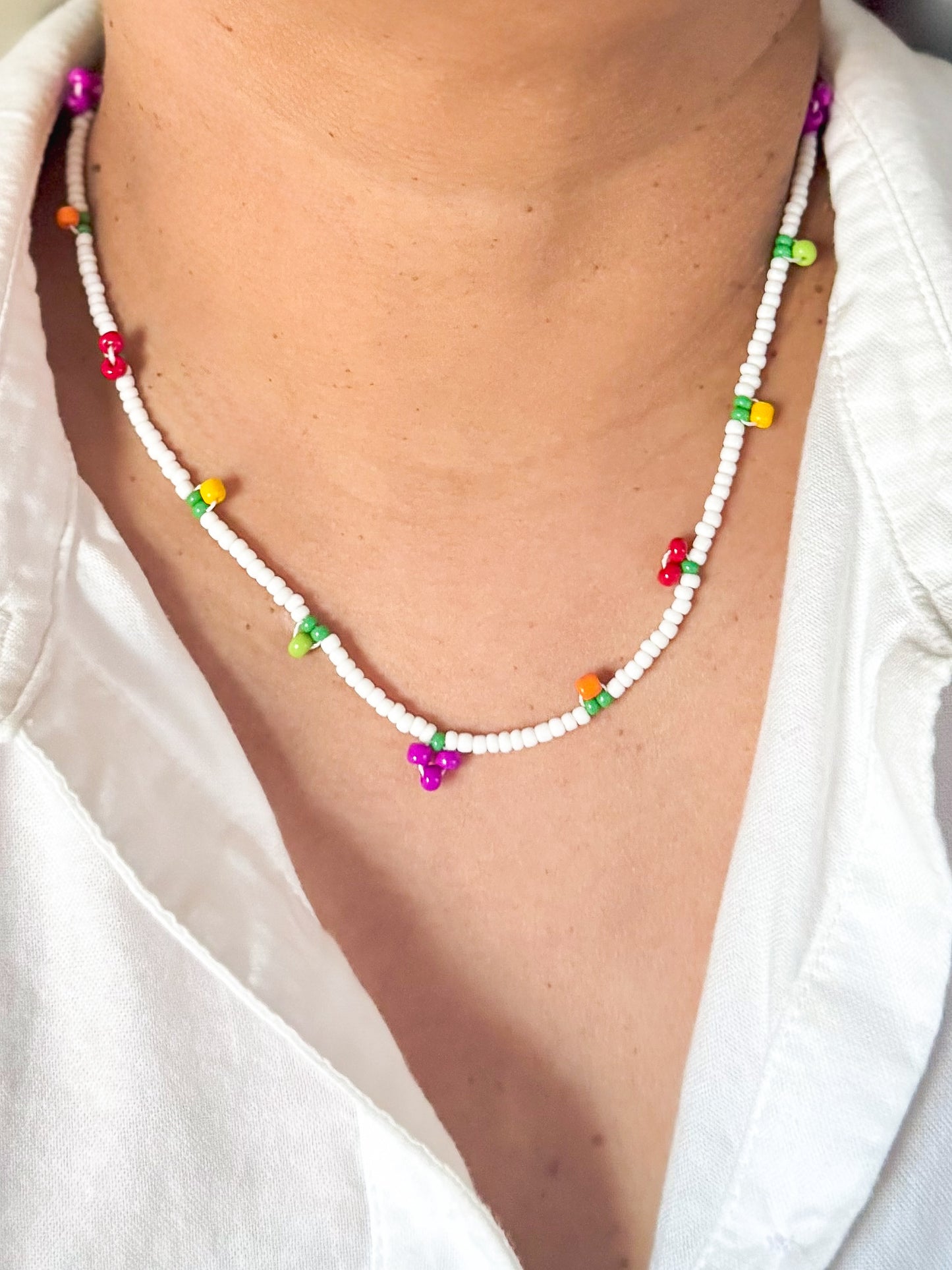Mixed fruit beaded necklace 🍇🍊🍒🍋
