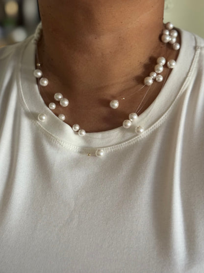 Floating pearl Illusion necklace