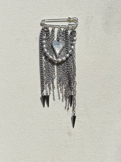 Silver Heartfall Brooch