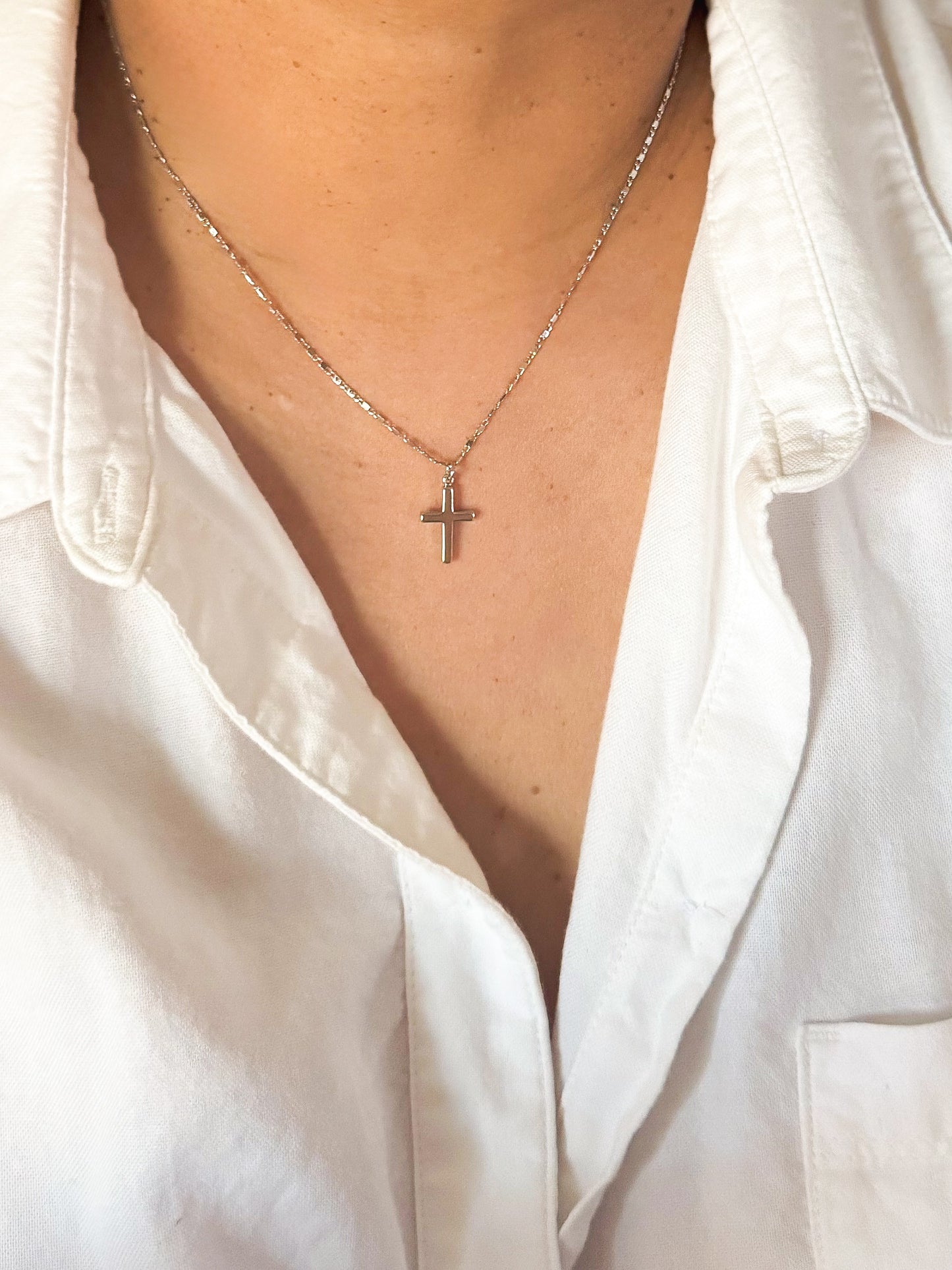 Mini silver cross necklace