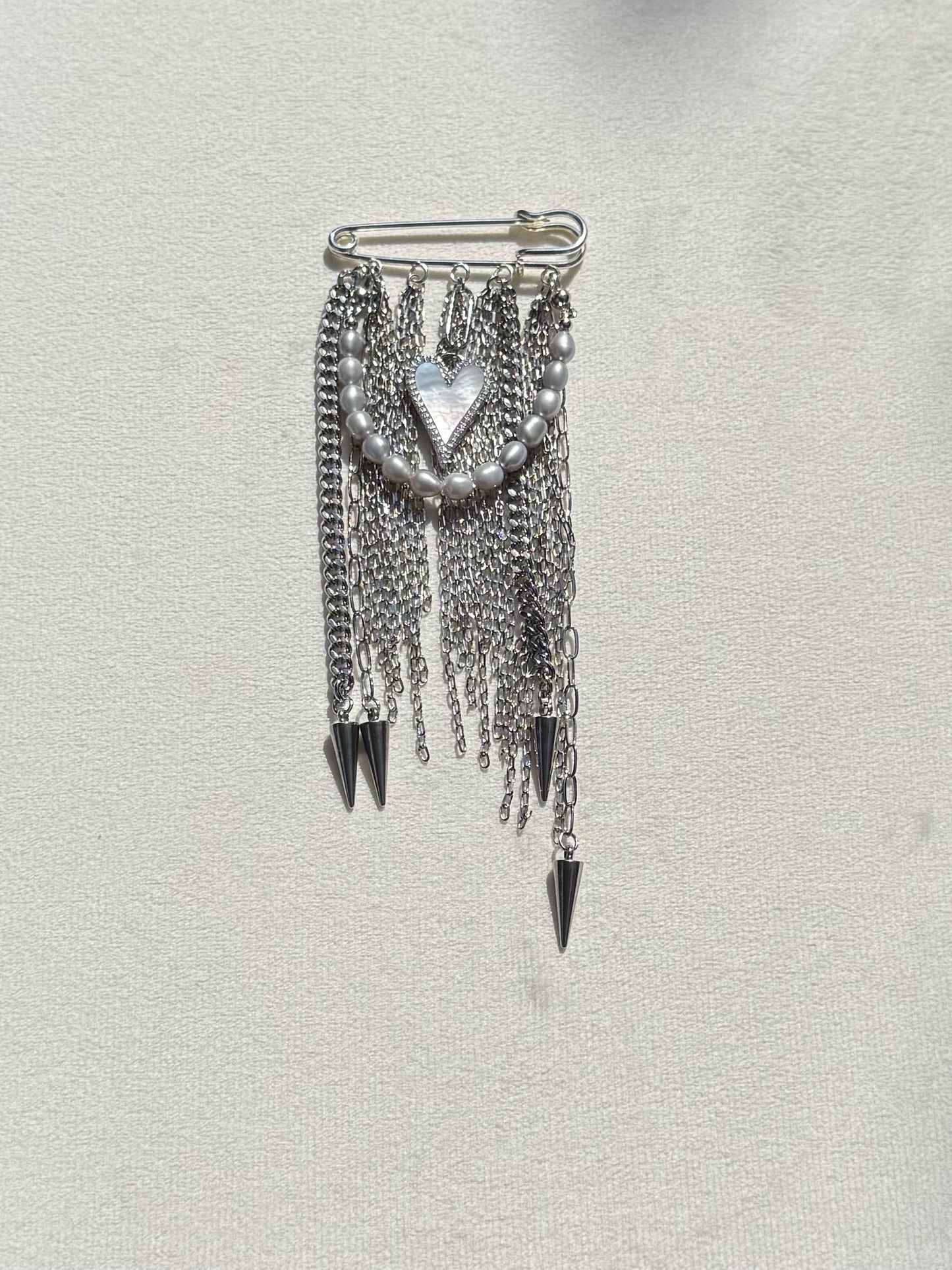 Silver Heartfall Brooch