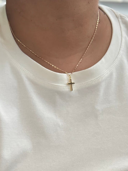 Mini gold cross necklace