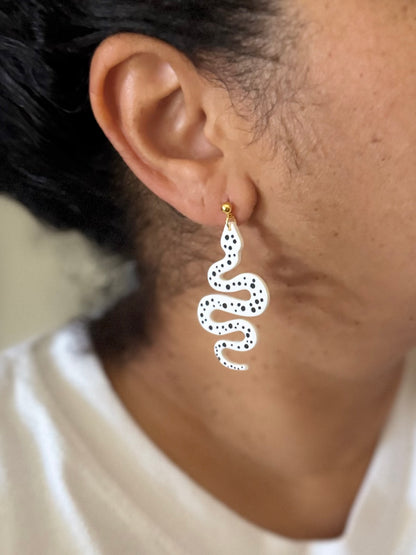Polka dot snake earrings