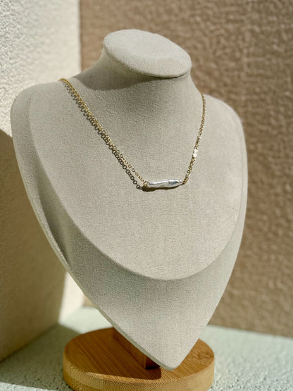Fresh water pearl bar necklace