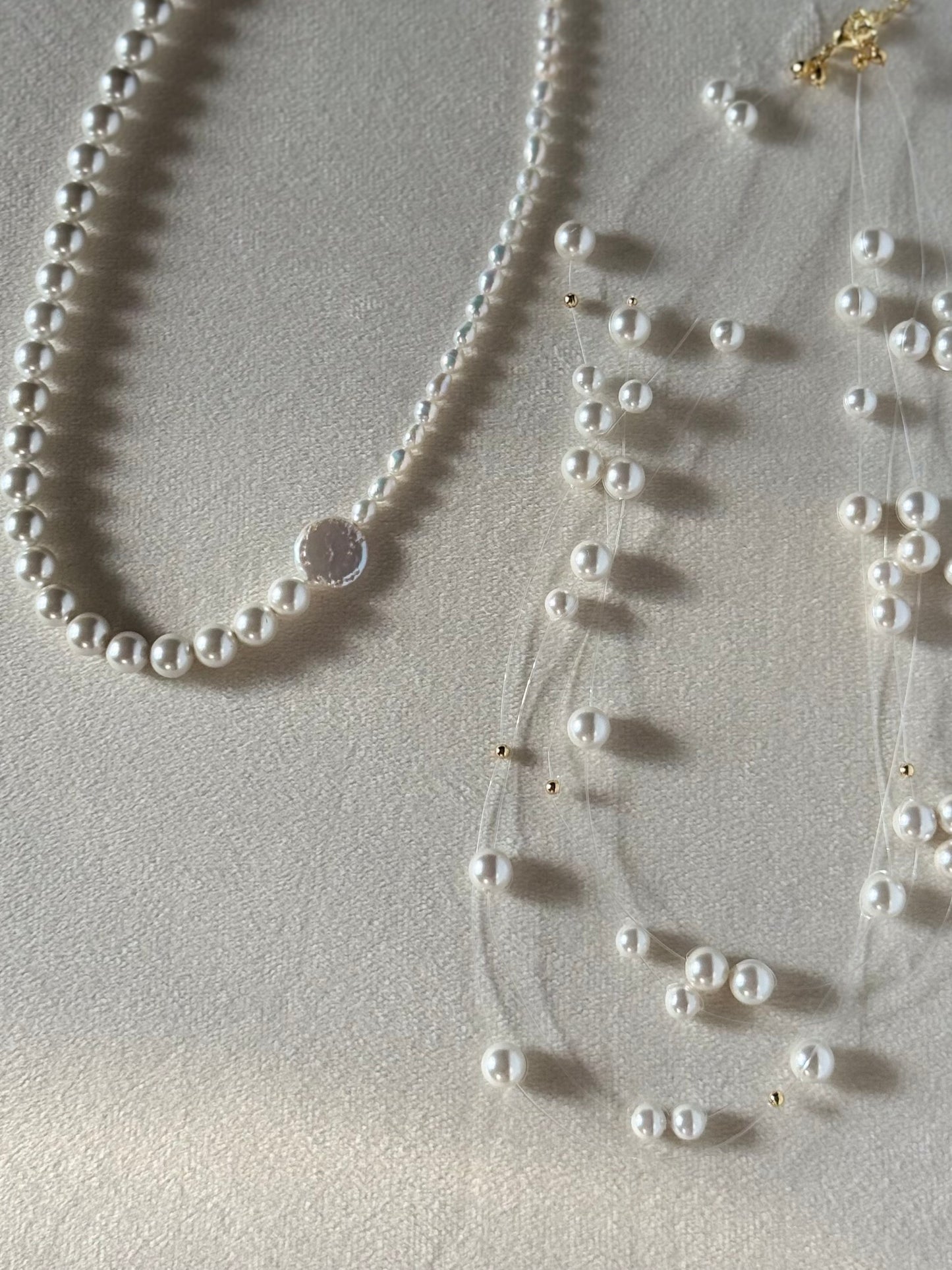 Floating pearl Illusion necklace