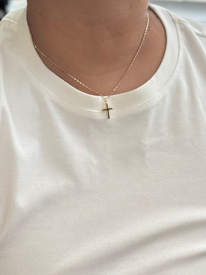 Mini gold cross necklace