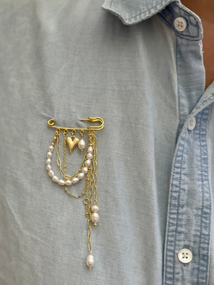Pearl Heartfall Brooch