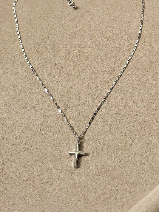Mini silver cross necklace