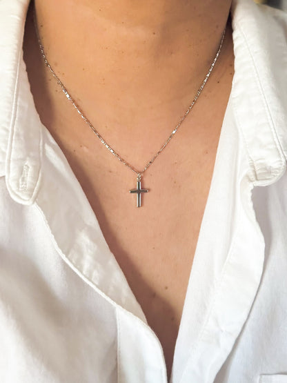 Mini silver cross necklace