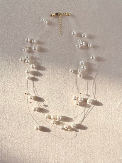 Floating pearl Illusion necklace