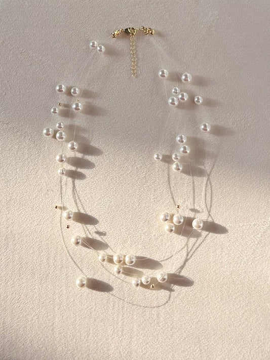 Floating pearl Illusion necklace