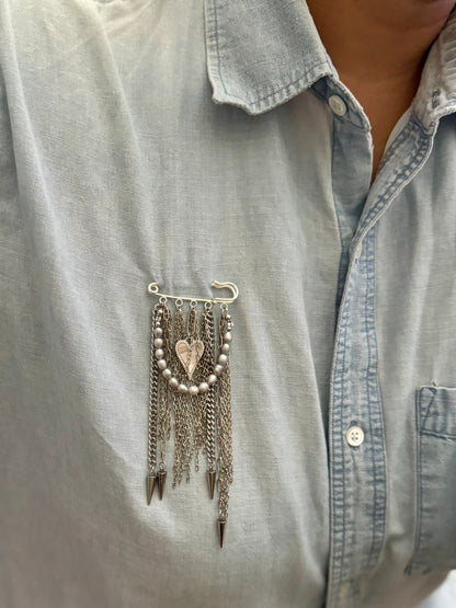 Silver Heartfall Brooch