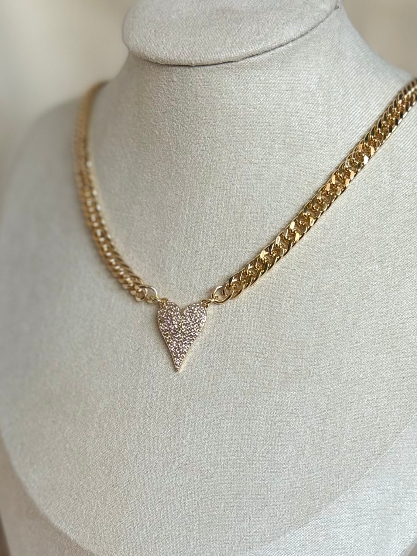 Pave heart necklace