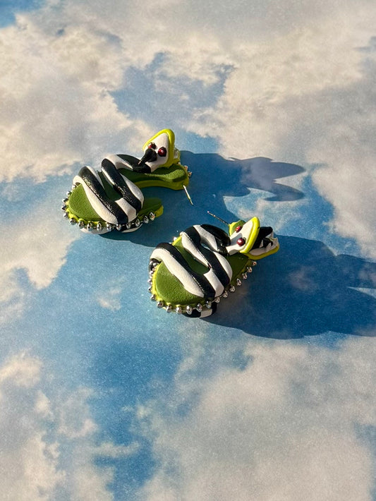 Beetlejuice inspired hoops