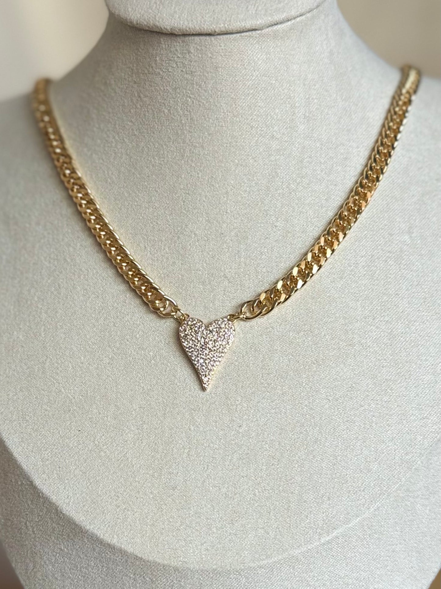 Pave heart necklace