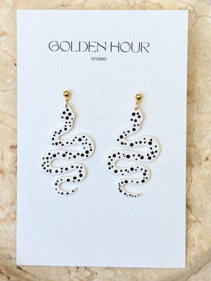 Polka dot snake earrings