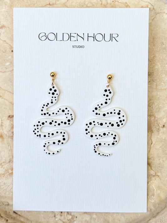 Polka dot snake earrings