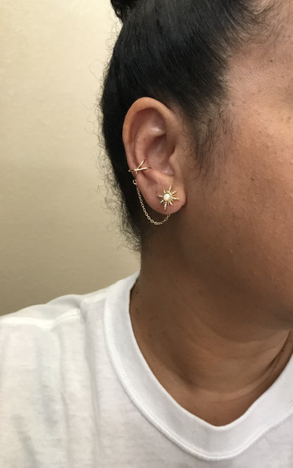 Opal star ear cuff