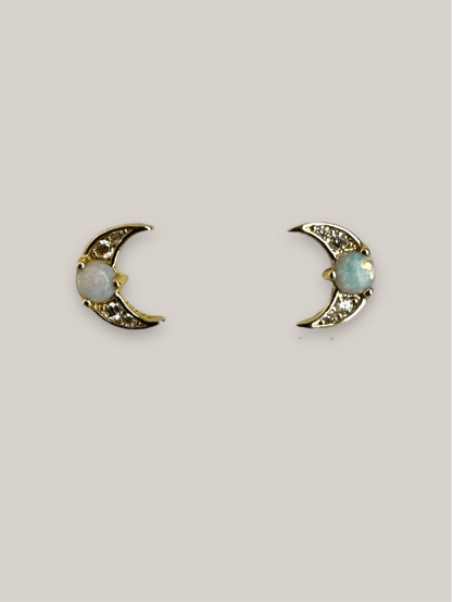 Crescent Opal Studs - GOLDEN HOUR studio