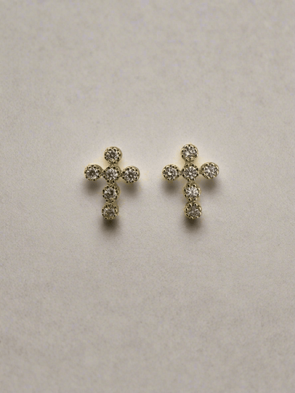 Crystal cross studs - GOLDEN HOUR studio