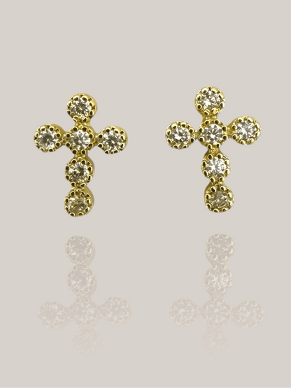 Crystal cross studs - GOLDEN HOUR studio